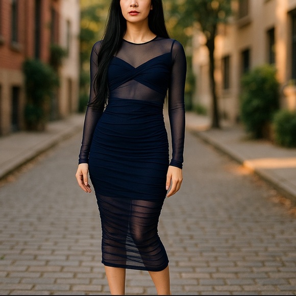 Nightcap Mesh Twist Dress in Blue, New with Tags - Picture 1 of 7